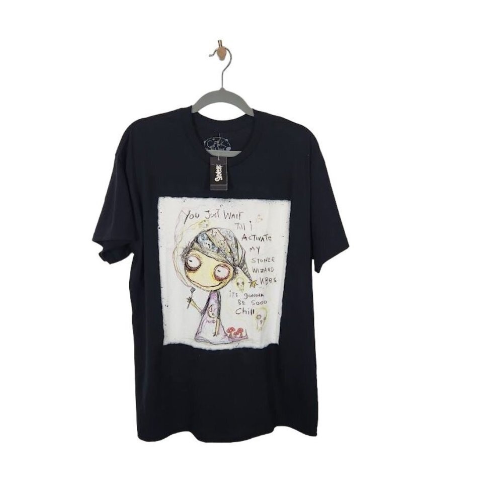 NWT Gus Fink Studios You‎ Just Wait T-shirt in Black - Size Small